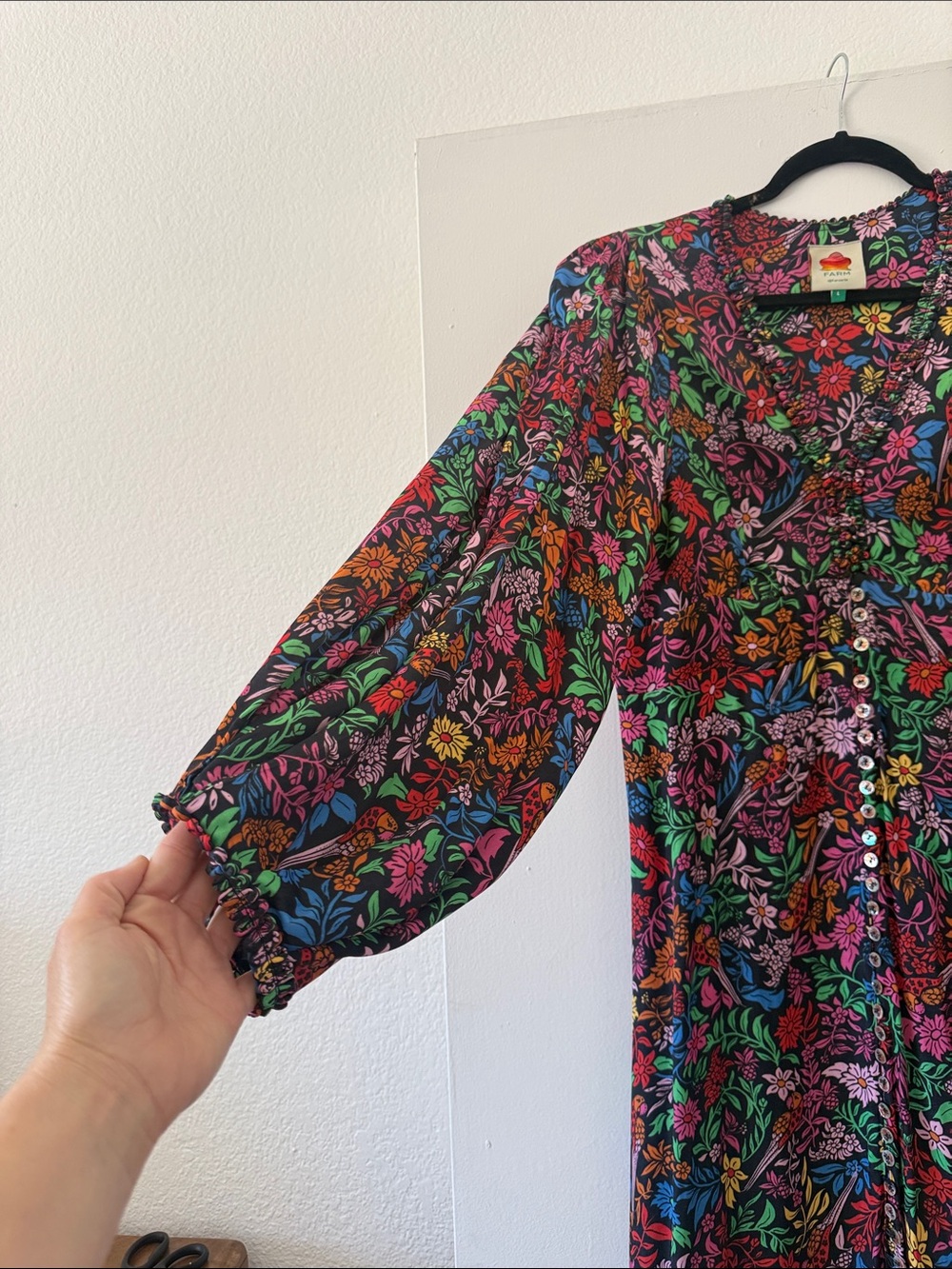Floral Button-Front Midi Dress in Multicolor - Picture 7 of 14